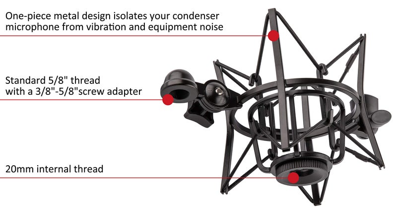 LYRCRO Microphone Shock Mount with Integrated Pop Shield for Rode Mics like K2, NT1-A,NT1000, NT2-A, NT2000, NTK, Podcaster and Procaster (20mm Internal Thread). - Image 5